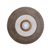 Wandpaneel Jacci Goud Rond Small van PTMD, rond paneel met ringen en een steen in het midden op witte achtergrond
