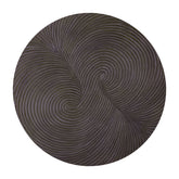 Wandpaneel Wiktor Rond Bruin Ø90cm van PTMD, vooraanzicht van het bruine MDF paneel met swirlreliëf
