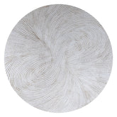 Wandpaneel Wiktor Rond Wit Ø180cm van PTMD, vooraanzicht van het grote witte MDF paneel met swirlreliëf