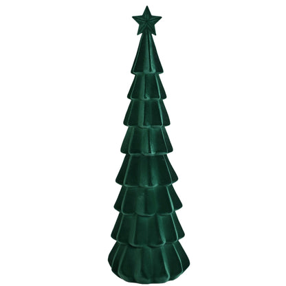 Yule Kerstboom Gelaagd Donkergroen Large van PTMD, gelaagde boom met ster in de top in donkergroen fluweel