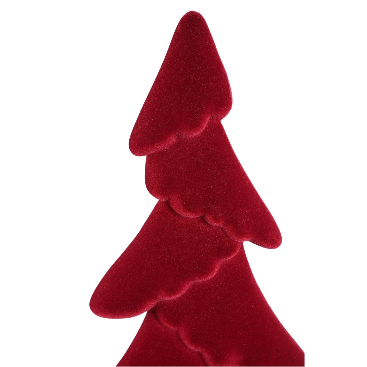 Yule Kerstboom Ovaal Bordeaux Large van PTMD, close up van de golvende takken met fluwelen afwerking