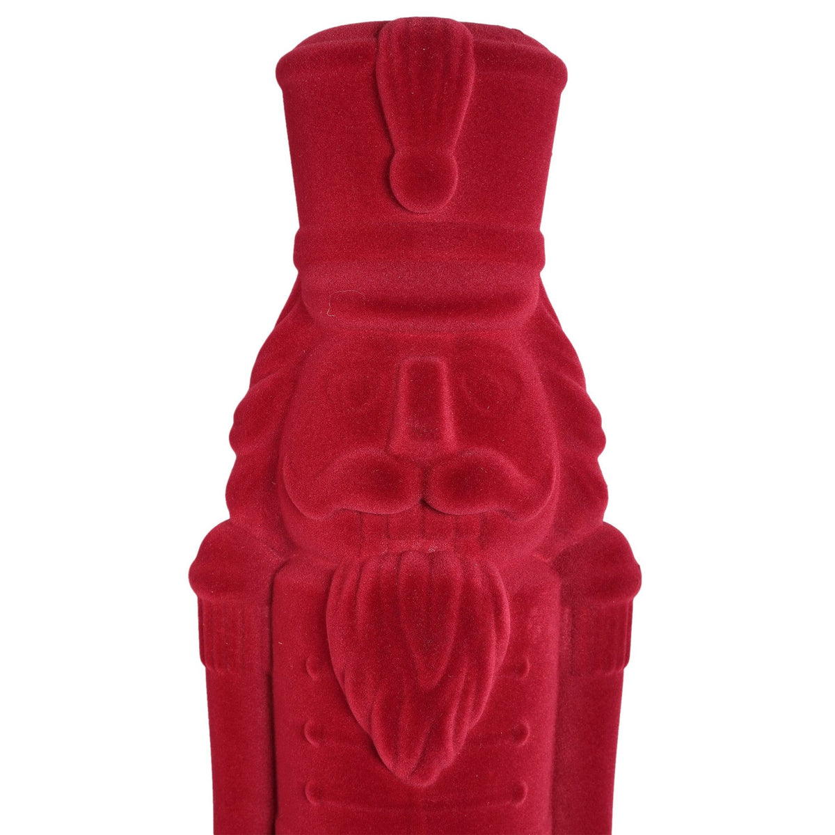 Yule Notenkraker Bordeaux Large van PTMD, close up van het gezicht en de hoed van de notenkraker